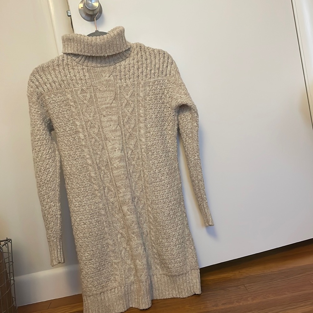 American eagle tan turtleneck sweater dress